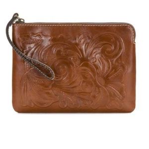 Patricia Nash Cassini Wristlet Tooled Brown Leather Bohemian Western Purse